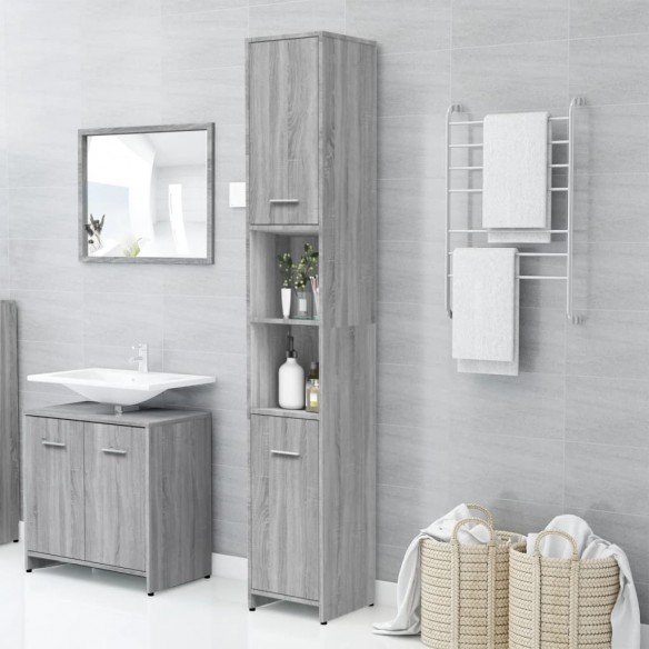 Armoire de bain Sonoma gris 30x30x183,5 cm Bois d'ingénierie