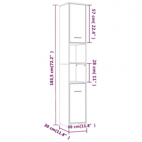 Armoire de bain Sonoma gris 30x30x183,5 cm Bois d'ingénierie