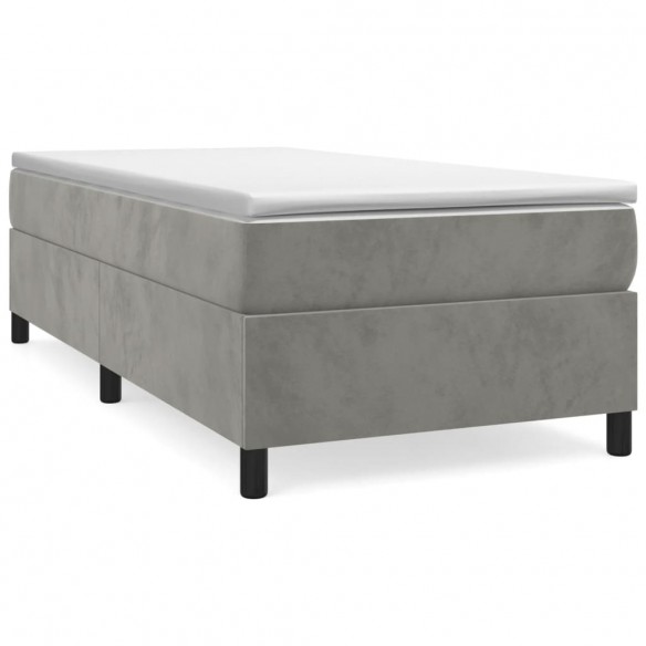 Cadre de lit et matelas Gris clair 100x200cm Velours