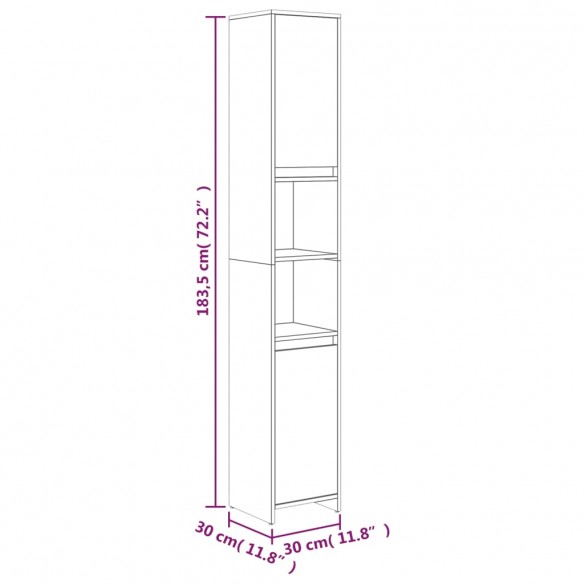 Armoire de bain Chêne fumé 30x30x183,5 cm Bois d'ingénierie