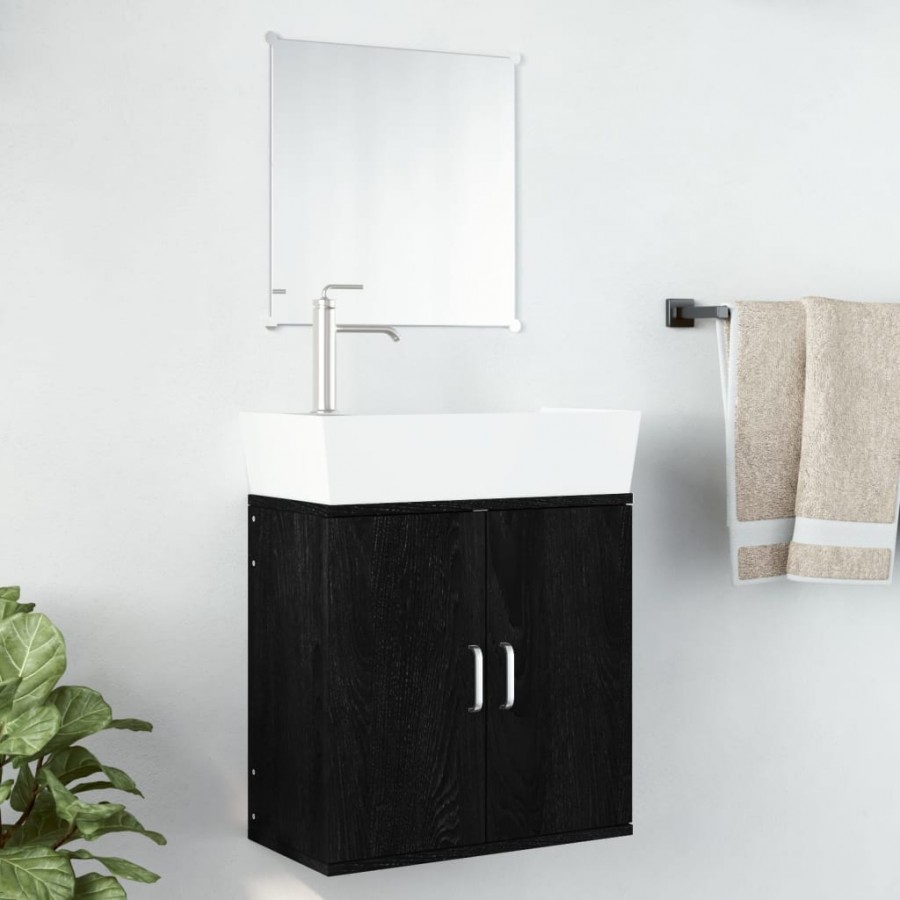 Ensemble de meubles salle de bain 2 pcs noir bois d'ingénierie