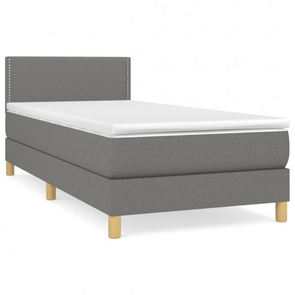 Cadre de lit avec matelas Gris foncé 80x200 cm Tissu