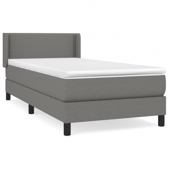 Cadre de lit et matelas Gris foncé 90x190 cm Tissu