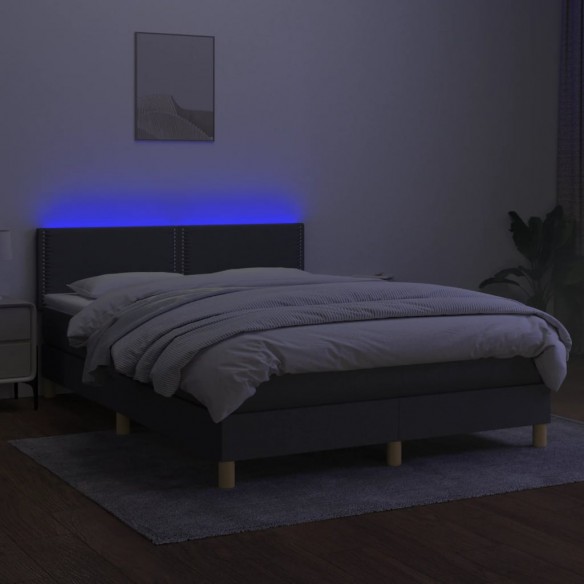 Cadre de lit et matelas et LED Gris foncé 140x200 cm