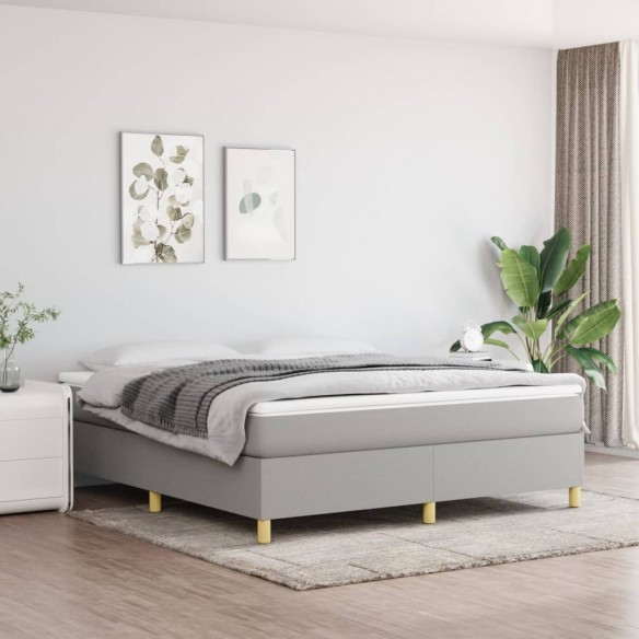 Cadre de lit avec matelas Gris clair 180x200cm Tissu