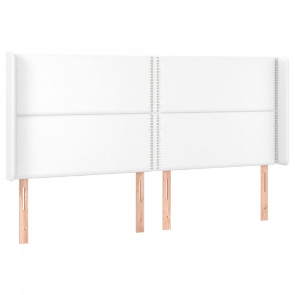 Tête de lit avec oreilles Blanc 203x16x118/128 cm Similicuir