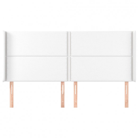 Tête de lit avec oreilles Blanc 203x16x118/128 cm Similicuir