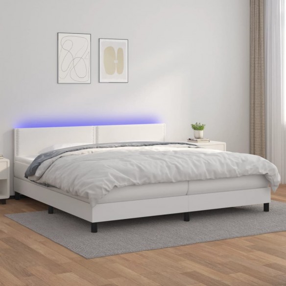 Cadre de lit avec matelas et LED Blanc 200x200 cm