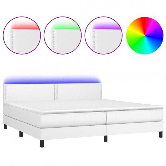 Cadre de lit avec matelas et LED Blanc 200x200 cm