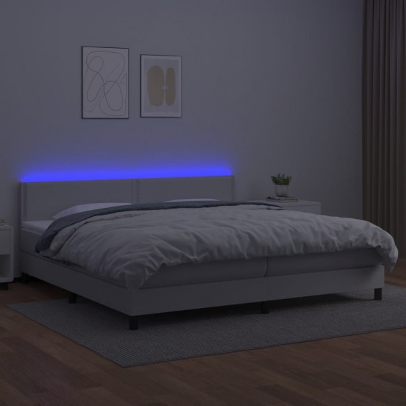 Cadre de lit avec matelas et LED Blanc 200x200 cm