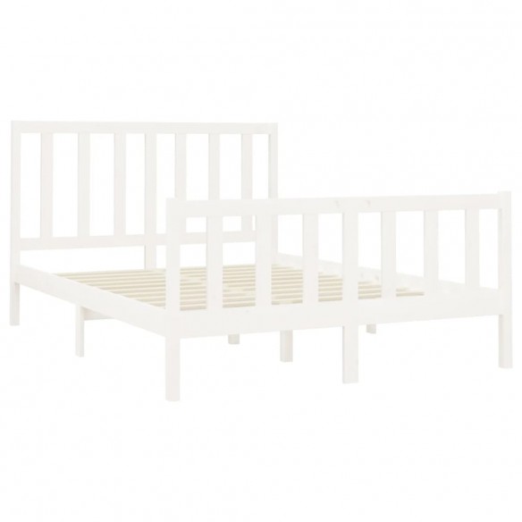 Cadre de lit Blanc Bois de pin massif 160x200 cm