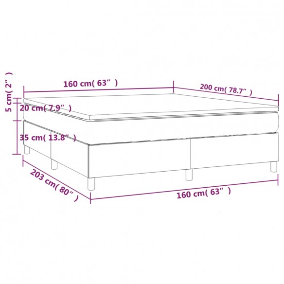 Cadre de lit et matelas Noir 160x200 cm Velours