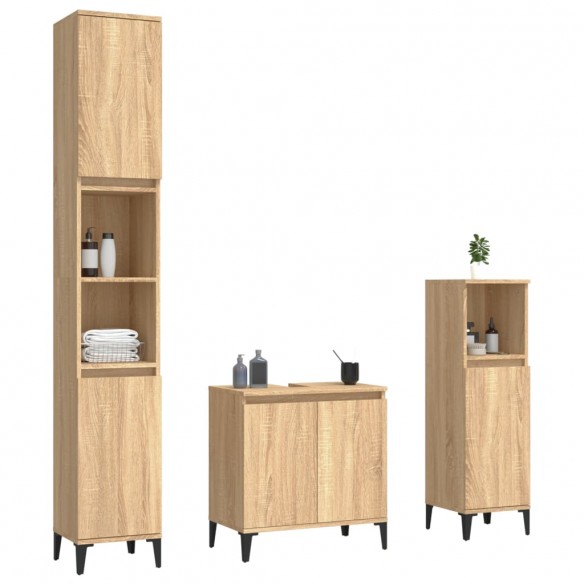 Ensemble de meubles de salle de bain 3 pcs chêne sonoma