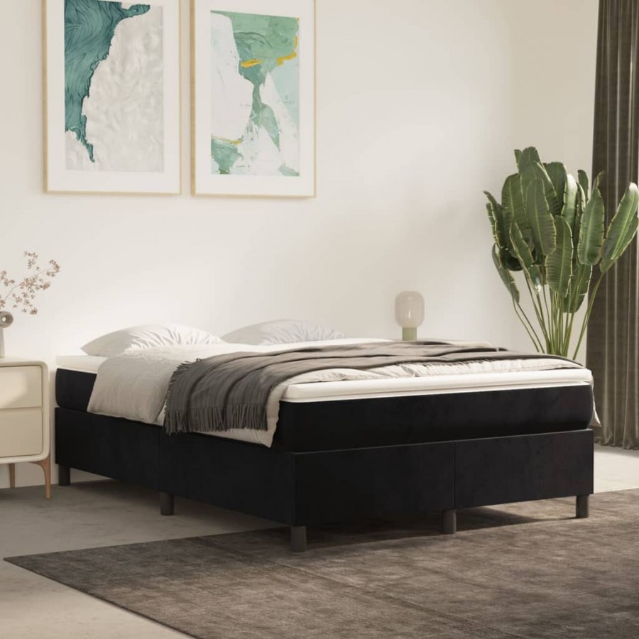 Cadre de lit avec matelas Noir 140x190 cm Velours