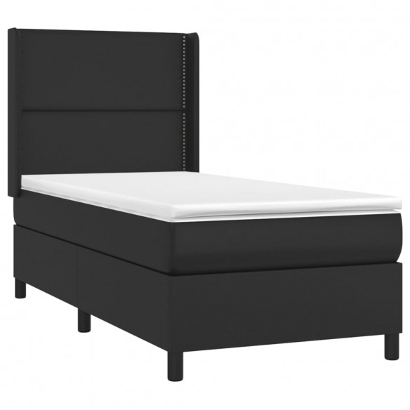 Cadre de lit avec matelas Noir 90x200 cm Similicuir