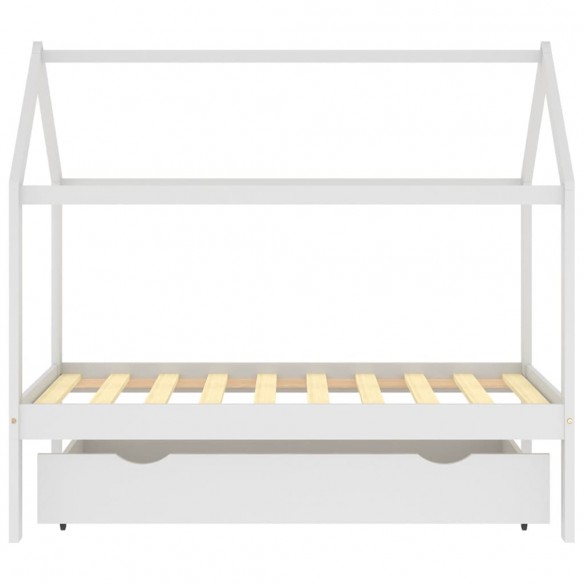 Cadre de lit enfant avec tiroir blanc bois pin massif 80x160 cm