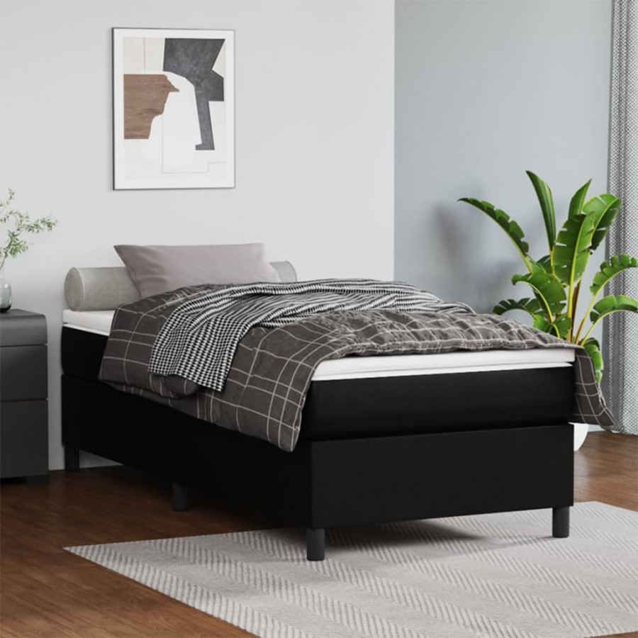 Cadre de lit avec matelas Noir 90x200 cm Similicuir