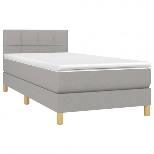 Cadre de lit avec matelas Gris clair 80x200 cm Tissu