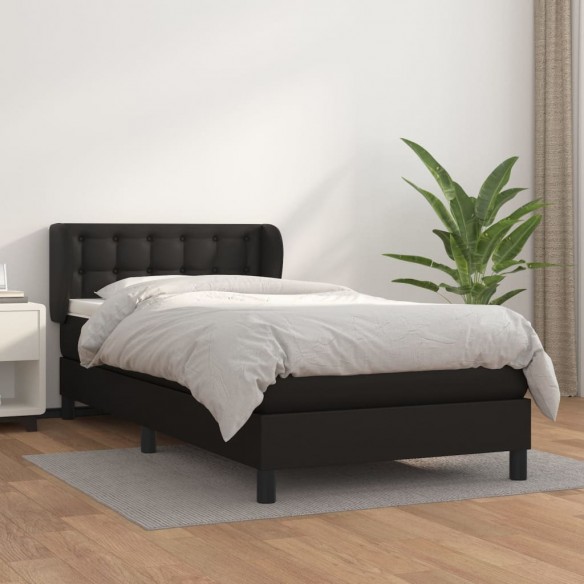 Cadre de lit avec matelas Noir 100x200 cm Similicuir