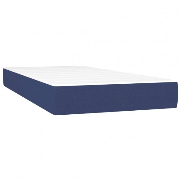 Cadre de lit avec matelas LED Bleu 90x200 cm Tissu