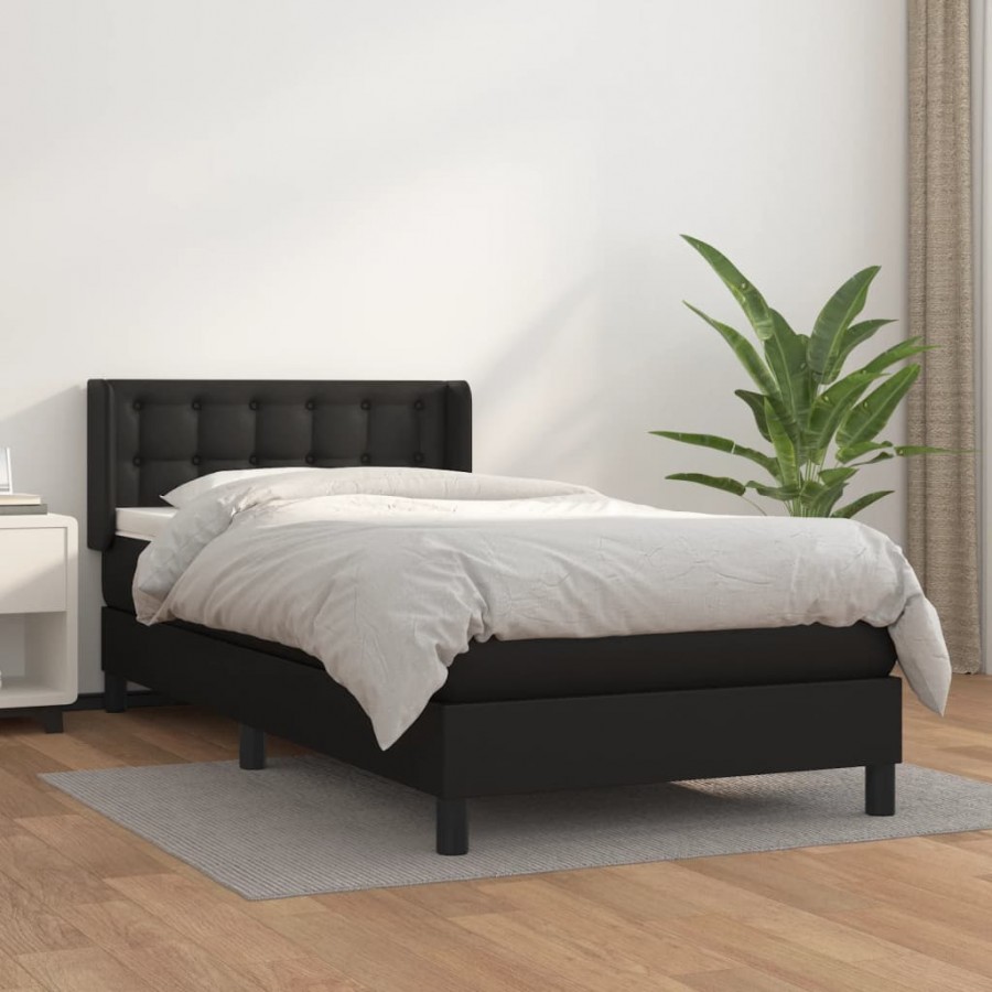 Cadre de lit avec matelas Noir 100x200 cm Similicuir