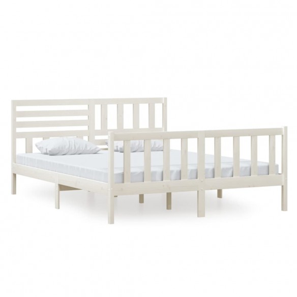 Cadre de lit Blanc Bois massif 160x200 cm