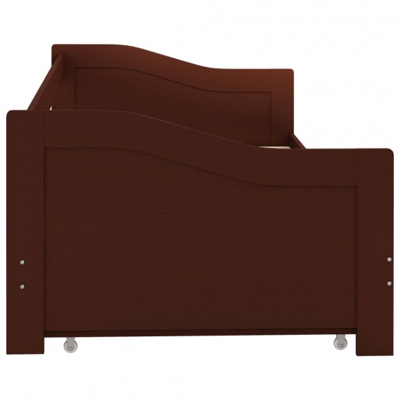 Cadre de lit extensible Marron foncé Bois de pin 90x200 cm