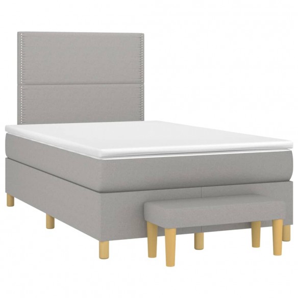 Cadre de lit avec matelas Gris clair 120x200cm Tissu