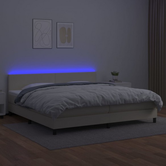 Cadre de lit avec matelas et LED Crème 200x200 cm