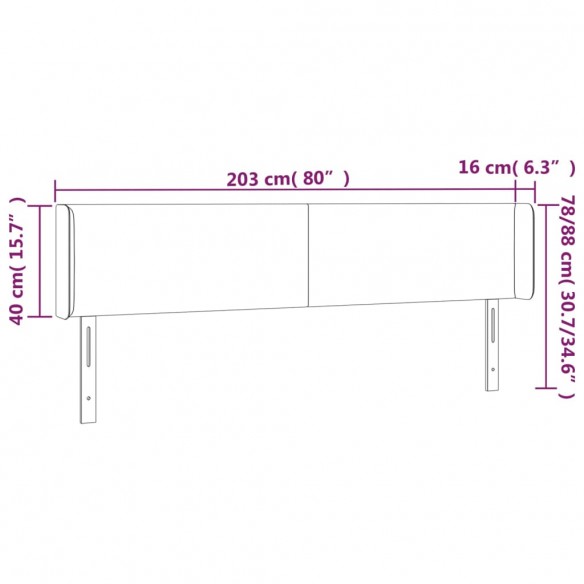 Tête de lit à LED Crème 203x16x78/88 cm Similicuir