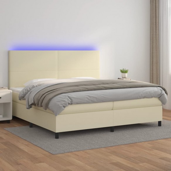 Cadre de lit avec matelas et LED Crème 200x200 cm