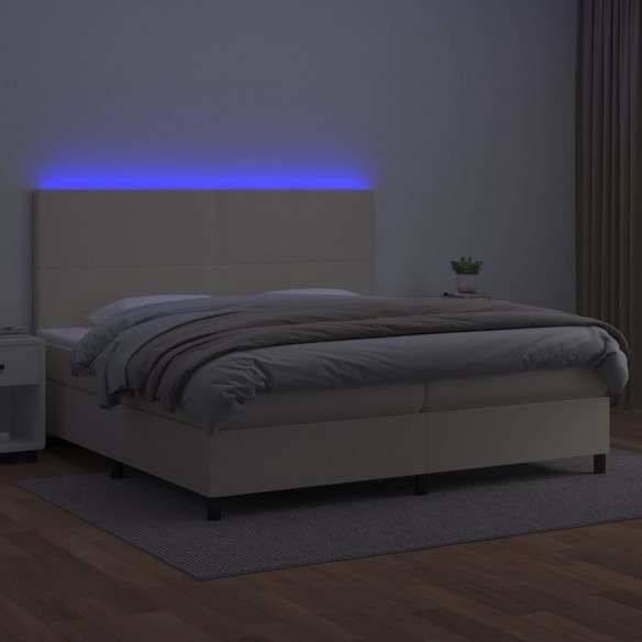 Cadre de lit avec matelas et LED Crème 200x200 cm