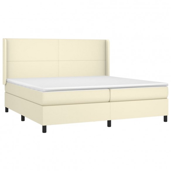 Cadre de lit avec matelas Crème 200x200cm Similicuir