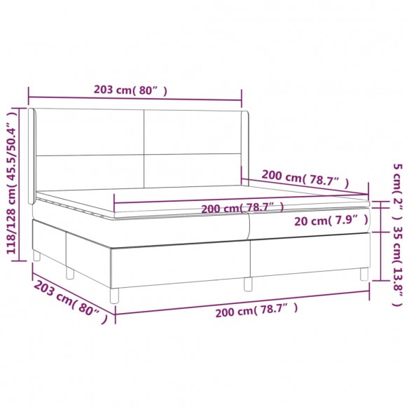 Cadre de lit avec matelas Crème 200x200cm Similicuir