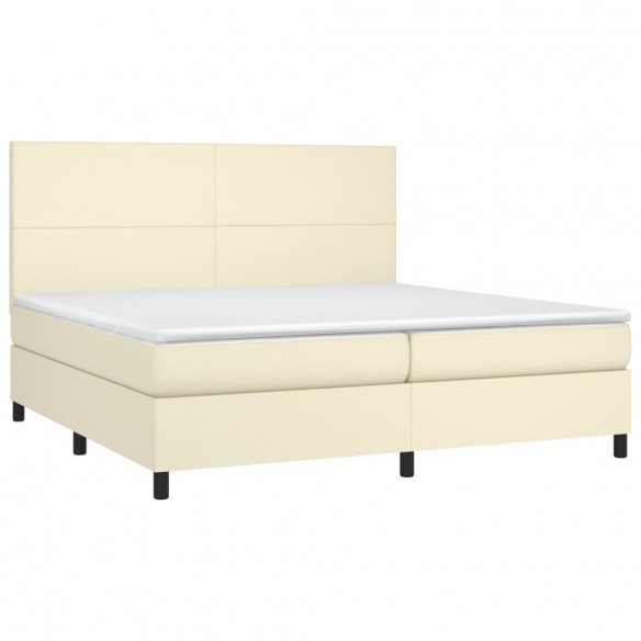 Cadre de lit avec matelas Crème 200x200cm Similicuir