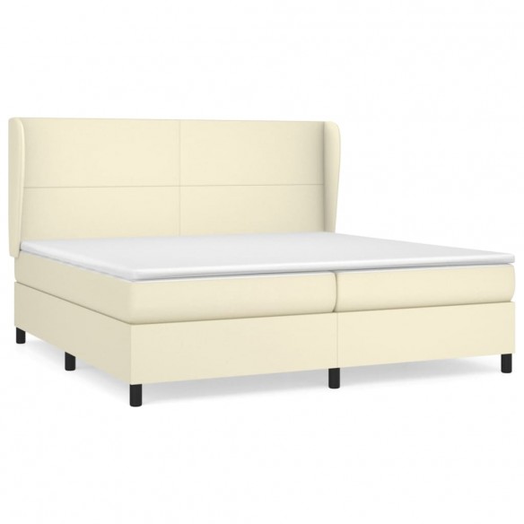 Cadre de lit avec matelas Crème 200x200cm Similicuir