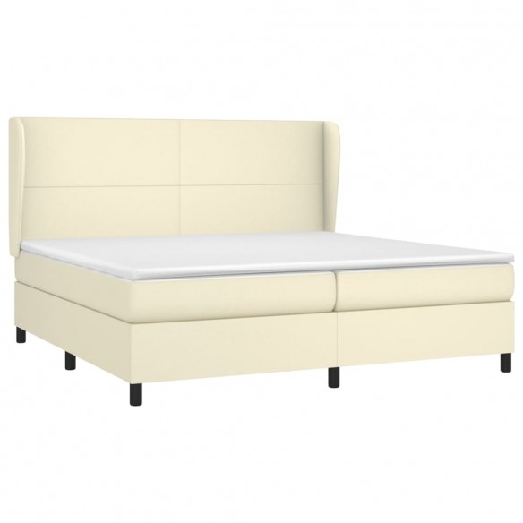 Cadre de lit avec matelas Crème 200x200cm Similicuir