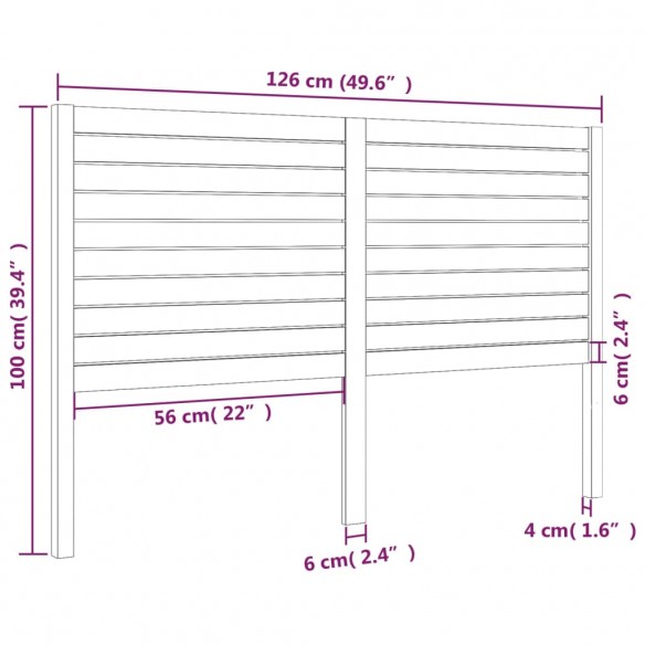 Tête de lit 126x4x100 cm Bois massif de pin