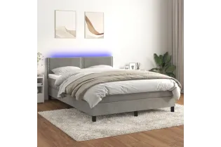 cadre de lit avec matelas LED Gris clair 140x200 cm