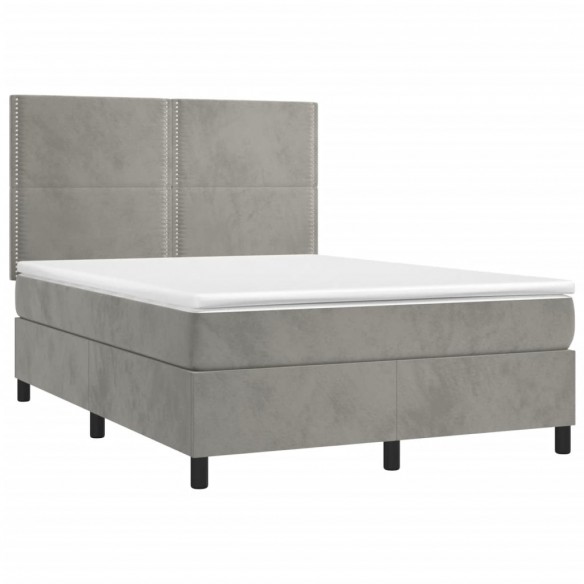 Cadre de lit matelas et LED Gris clair 140x190 cm