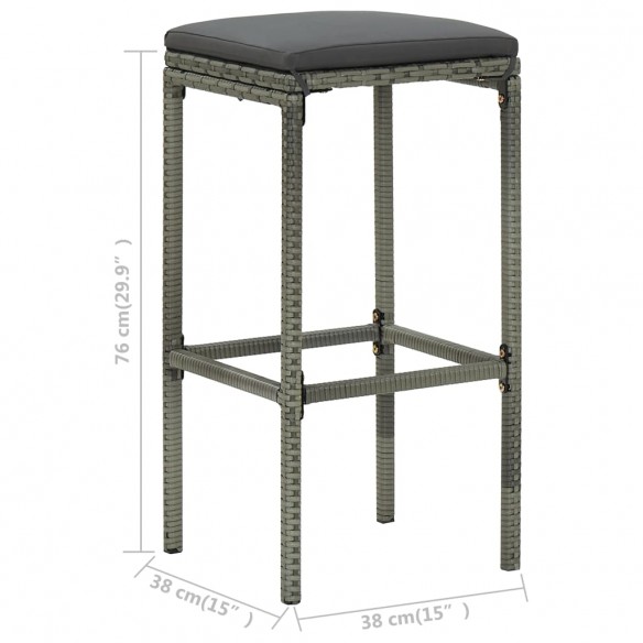 Ensemble de bar 3 pcs Résine tressée Gris