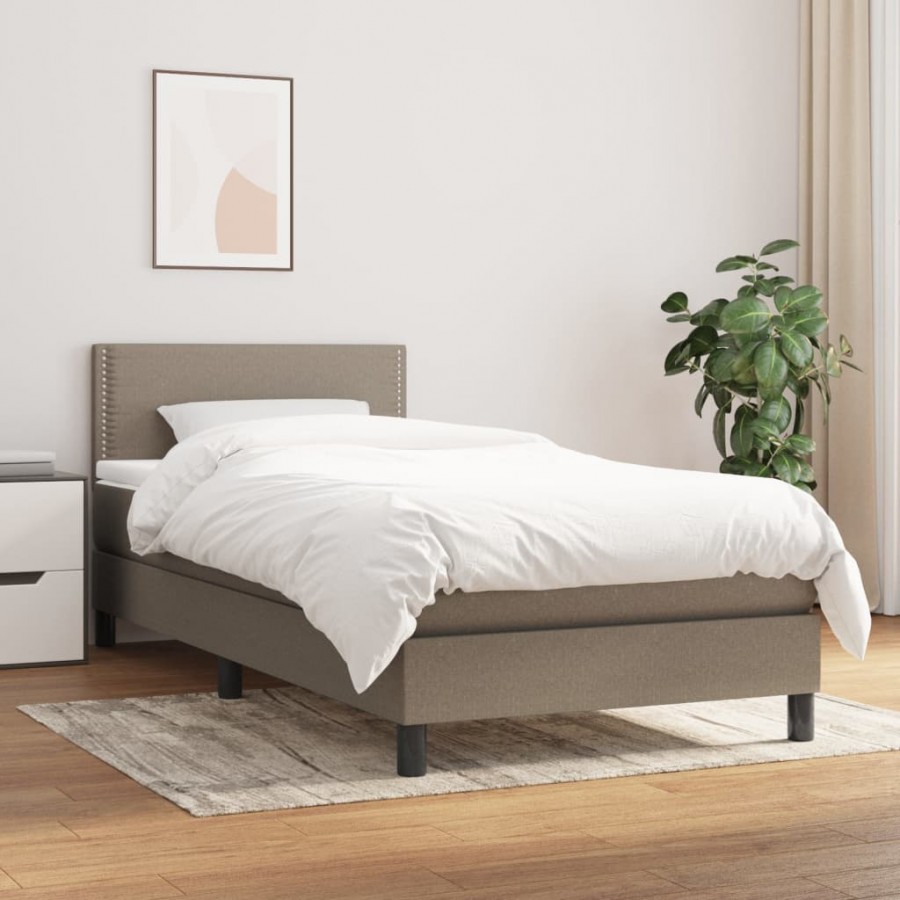 Cadre de lit avec matelas Taupe 90x200 cm Tissu