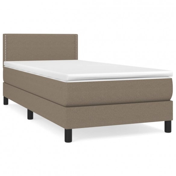 Cadre de lit avec matelas Taupe 90x200 cm Tissu