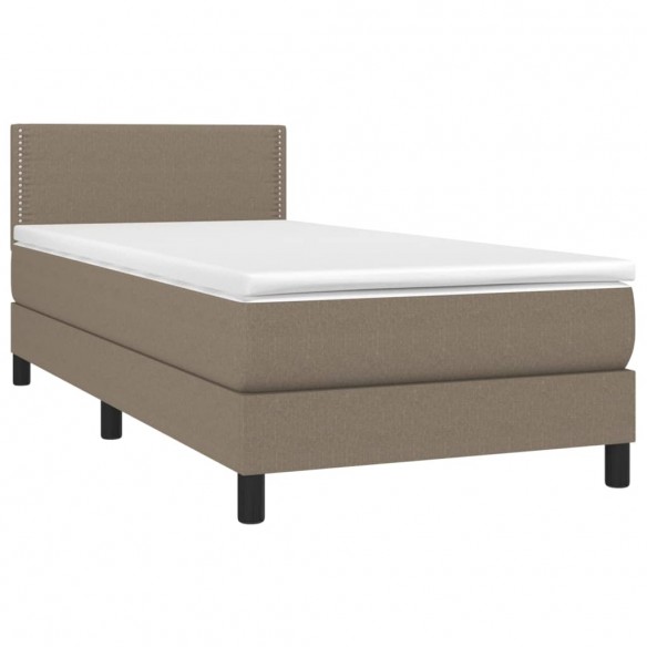 Cadre de lit avec matelas Taupe 90x200 cm Tissu