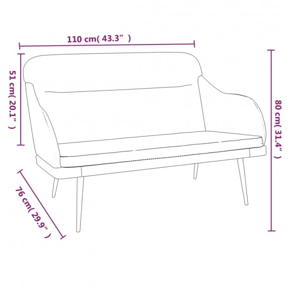 Banc Jaune 110x76x80 cm Velours