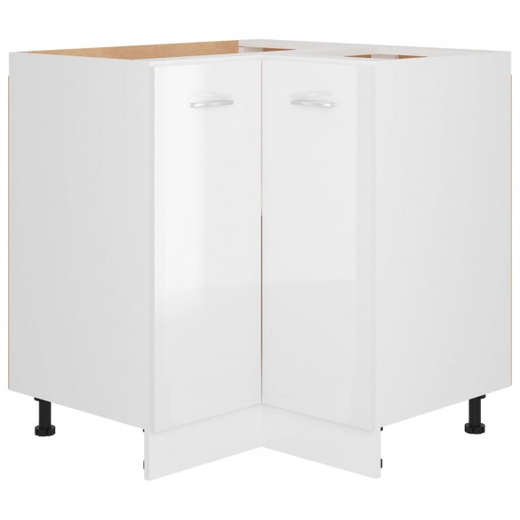 Armoire de plancher d'angle blanc brillant 75,5x75,5x81,5 cm