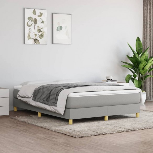 Cadre de lit avec matelas Gris clair 140x190cm Tissu