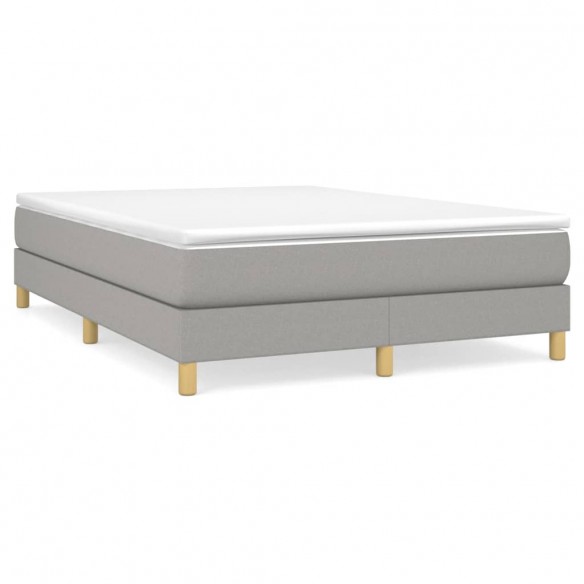 Cadre de lit avec matelas Gris clair 140x190cm Tissu