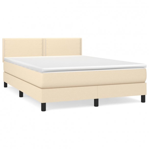 Cadre de lit avec matelas Crème 140x200 cm Tissu