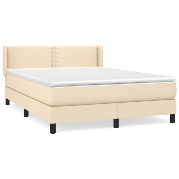 Cadre de lit avec matelas Crème 140x200 cm Tissu